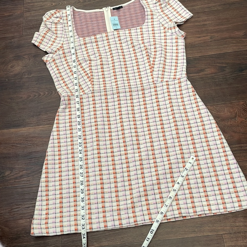 Ann Taylor madras plaid puff sleeve flare dress - Picture 3 of 7